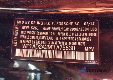 2014 Porsche Cayenne Gts from USA, damaged, VIN WP1AD2A29ELA75630